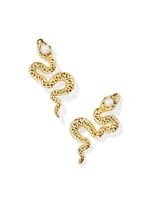 Lyle Gold Snake Stud Earrings White Pearl