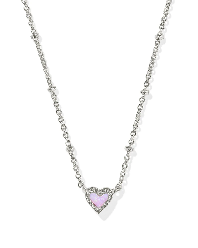 Mini Ari Heart Silver Satellite Short Pendant Necklace Ivory Mother-of-Pearl