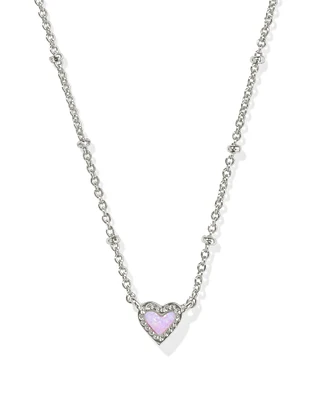 Mini Ari Heart Silver Satellite Short Pendant Necklace Ivory Mother-of-Pearl