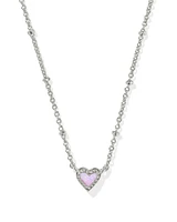 Mini Ari Heart Silver Satellite Short Pendant Necklace Ivory Mother-of-Pearl