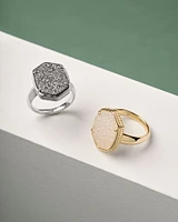 Daphne Silver Statement Ring Platinum Drusy