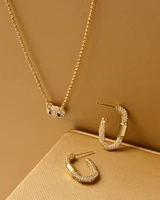 Emery Gold Hoop Earrings White Crystal