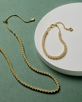 Emery Gold Tennis Necklace White Crystal