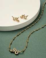 Lyle Gold Snake Short Pendant Necklace White Pearl