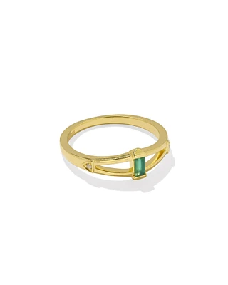 Blythe 18k Gold Vermeil Band Ring Green Onyx and White Topaz