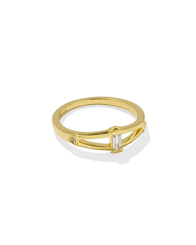 Blythe 18k Gold Vermeil Band Ring Green Onyx and White Topaz