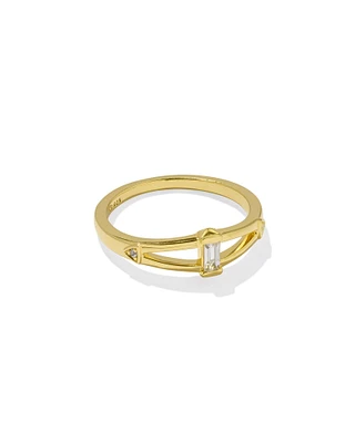 Blythe 18k Gold Vermeil Band Ring Green Onyx and White Topaz
