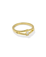 Blythe 18k Gold Vermeil Band Ring Green Onyx and White Topaz