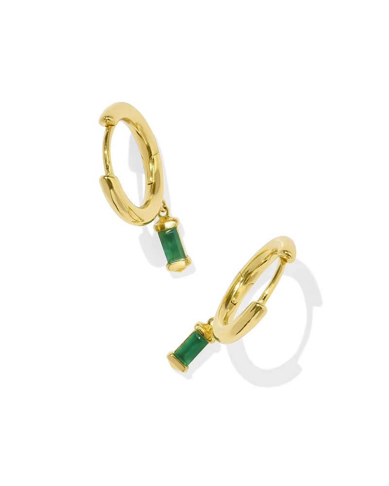 Blythe 18k Gold Vermeil Huggie Earrings Green Onyx