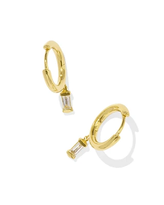 Blythe 18k Gold Vermeil Huggie Earrings in White Topaz