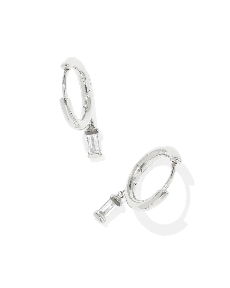 Blythe Sterling Silver Huggie Earrings in White Topaz