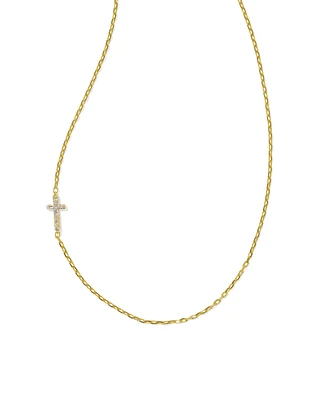 Cross 18k Gold Vermeil Inline Pave Necklace White Topaz