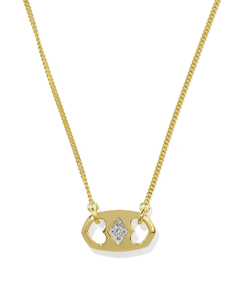 Elisa 18k Gold Vermeil Sparkle Tab Pendant Necklace White Topaz