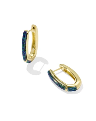 Ellen 18k Gold Vermeil Opal Huggie Earrings Magenta