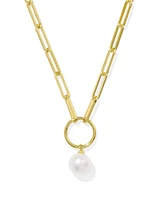 Jessica 18k Gold Vermeil Paperclip Necklace White Pearl