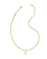 Jessica 18k Gold Vermeil Paperclip Necklace White Pearl