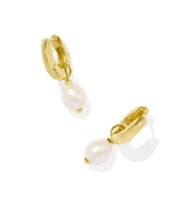 Jessica 18k Gold Vermeil Pearl Huggie Earrings White