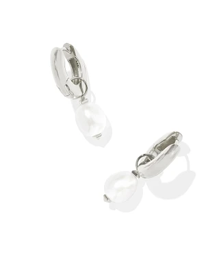 Jessica Sterling Silver Pearl Huggie Earrings Freshwater Cultured