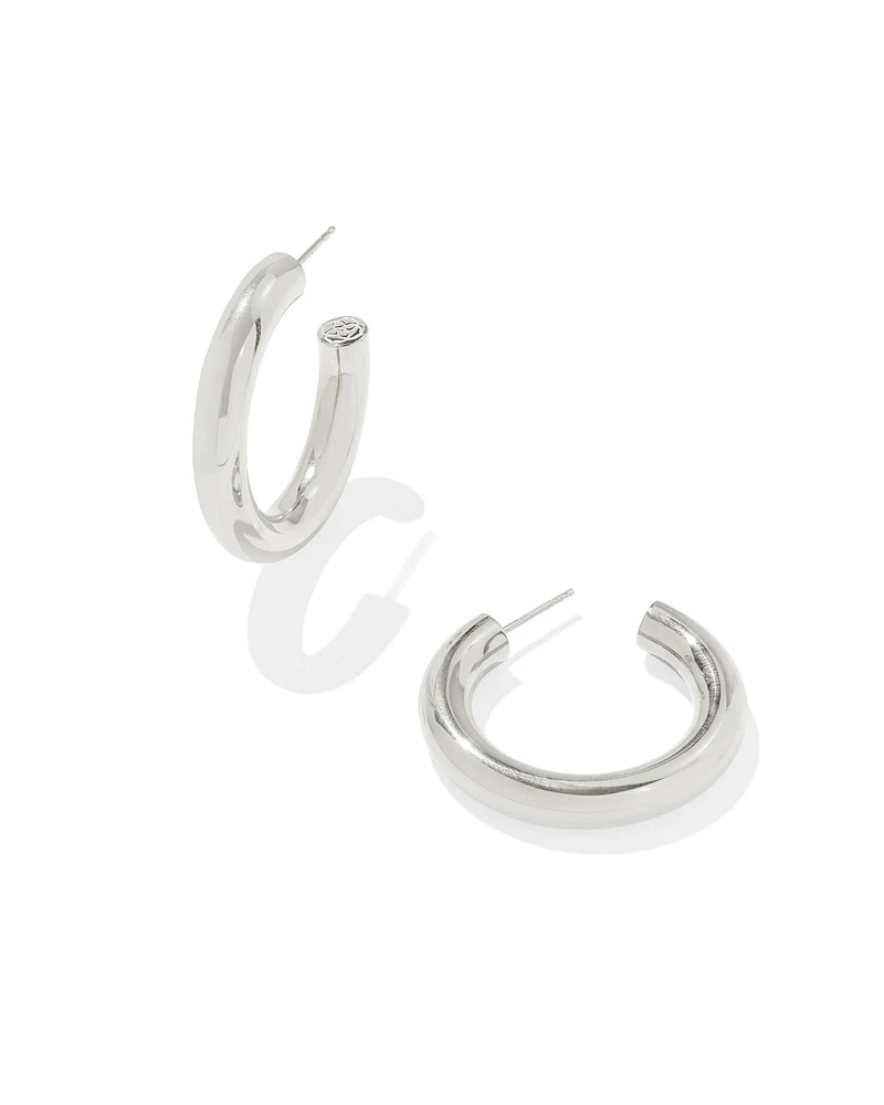 Medium Bold Tube Hoop Earrings 18k Gold Vermeil