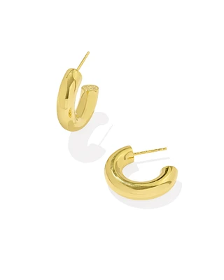 Small Bold Tube Hoop Earrings 18k Gold Vermeil