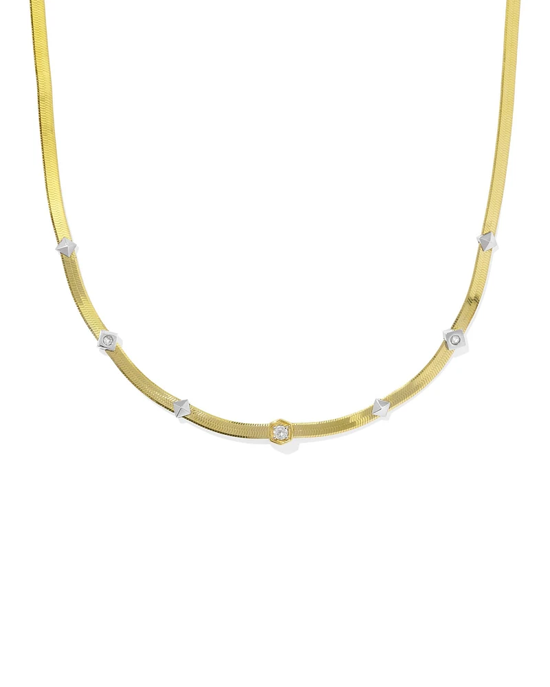 Virginia Mixed Metal Chain Necklace White Topaz