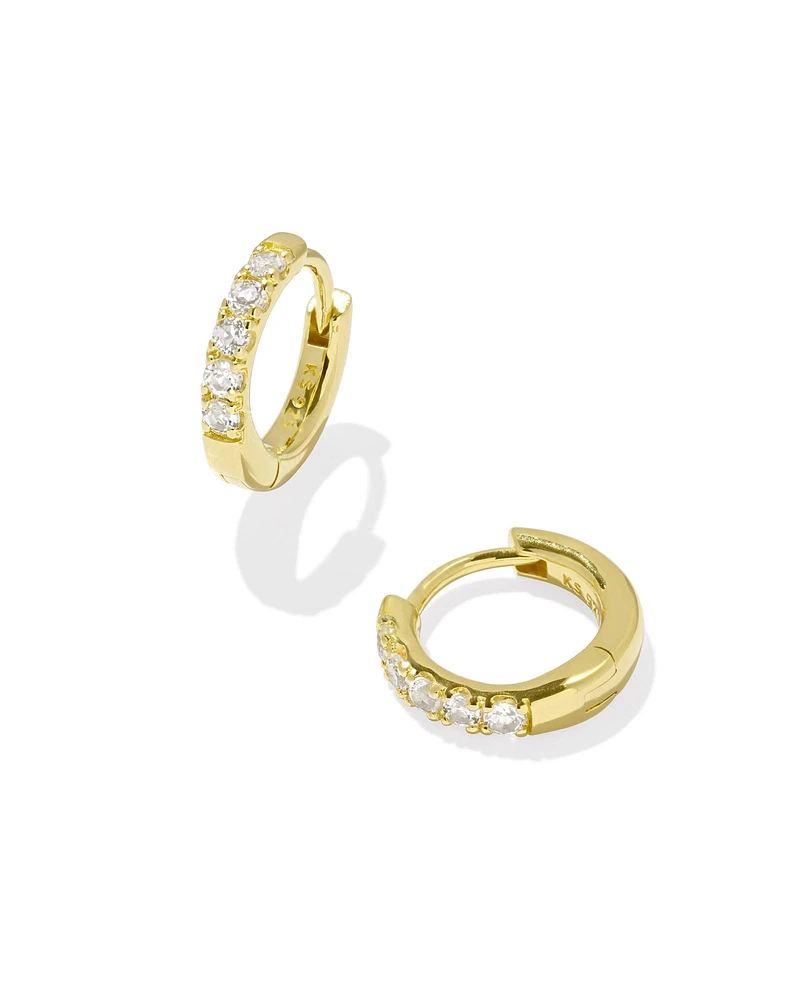 Virginia 18k Gold Vermeil Huggie Earrings White Topaz