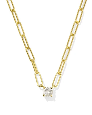 Virginia 18k Gold Vermeil Paperclip Necklace White Topaz