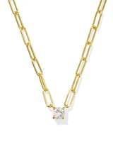 Virginia 18k Gold Vermeil Paperclip Necklace White Topaz