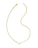 Virginia 18k Gold Vermeil Paperclip Necklace White Topaz