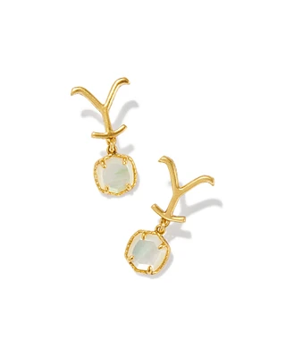 Yellow Rose by Kendra Scott x Yellowstone™ Vintage Gold Dutton Drop Earrings Ivory Mother-of-Pearl