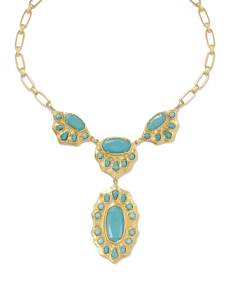 Yellow Rose by Kendra Scott x Yellowstone™ Vintage Gold Montana Statement Necklace Variegated Turquoise Magnesite