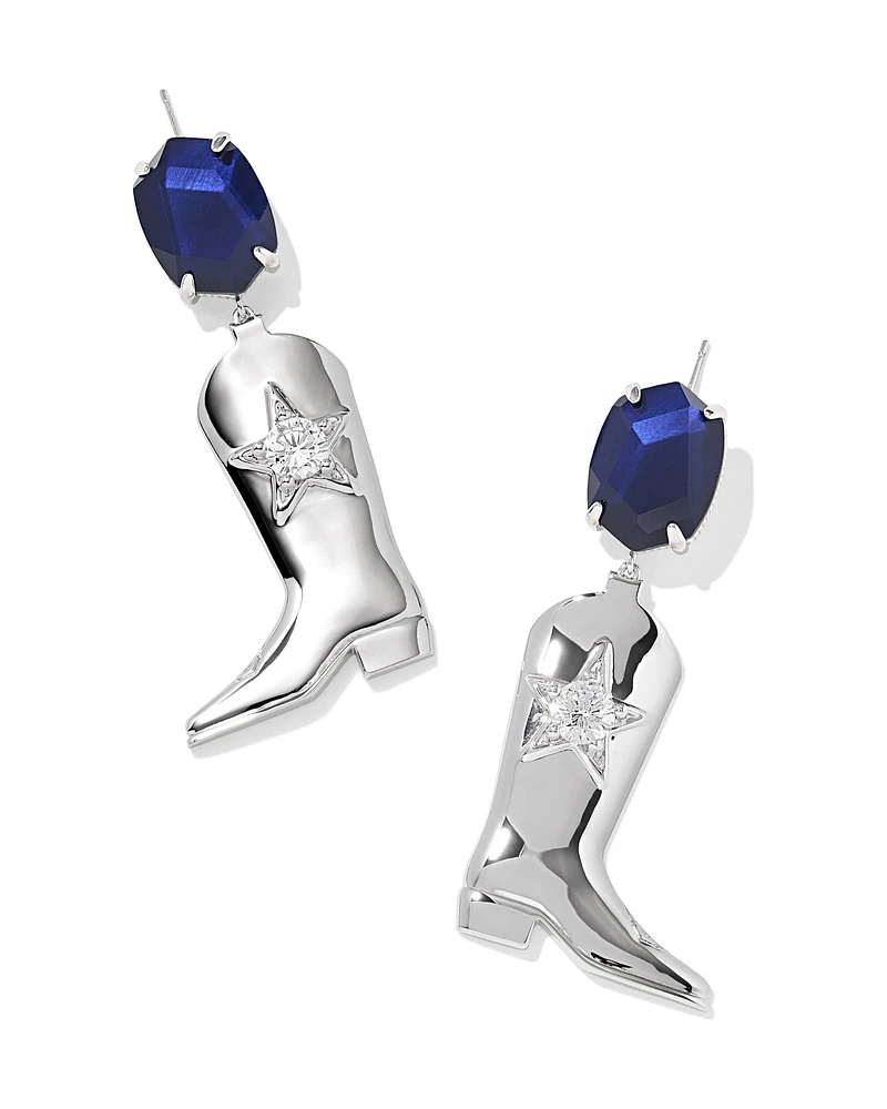 Rosie Silver Statement Earrings in Navy Mother-of-Pearl