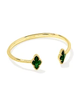 Abbie Gold Pave Frame Cuff Bracelet in Green Illusion