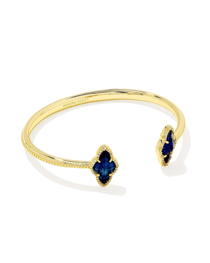 Abbie Gold Pave Frame Cuff Bracelet in Navy Abalone