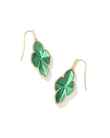 Abbie Gold Pave Frame Drop Earrings Green Illusion