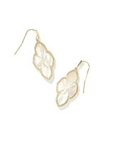 Abbie Gold Pave Frame Drop Earrings in Ivory Mother-of-Pearl