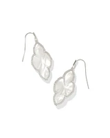 Abbie Silver Pave Frame Drop Earrings in Ivory Mother-of-Pearl