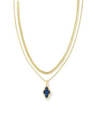 Abbie Gold Pave Frame Multi Strand Necklace Green Illusion