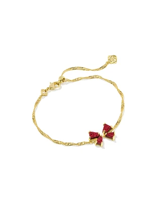 Blair Gold Bow Small Delicate Chain Bracelet Bright Red Drusy