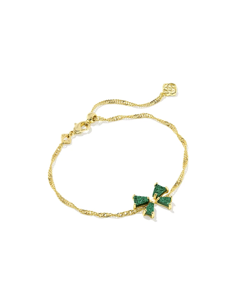 Blair Gold Bow Small Delicate Chain Bracelet in Iridescent Drusy