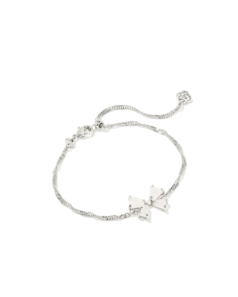 Blair Silver Bow Small Delicate Chain Bracelet in Iridescent Drusy