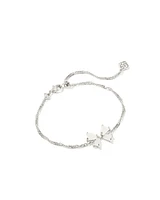 Blair Silver Bow Small Delicate Chain Bracelet in Iridescent Drusy