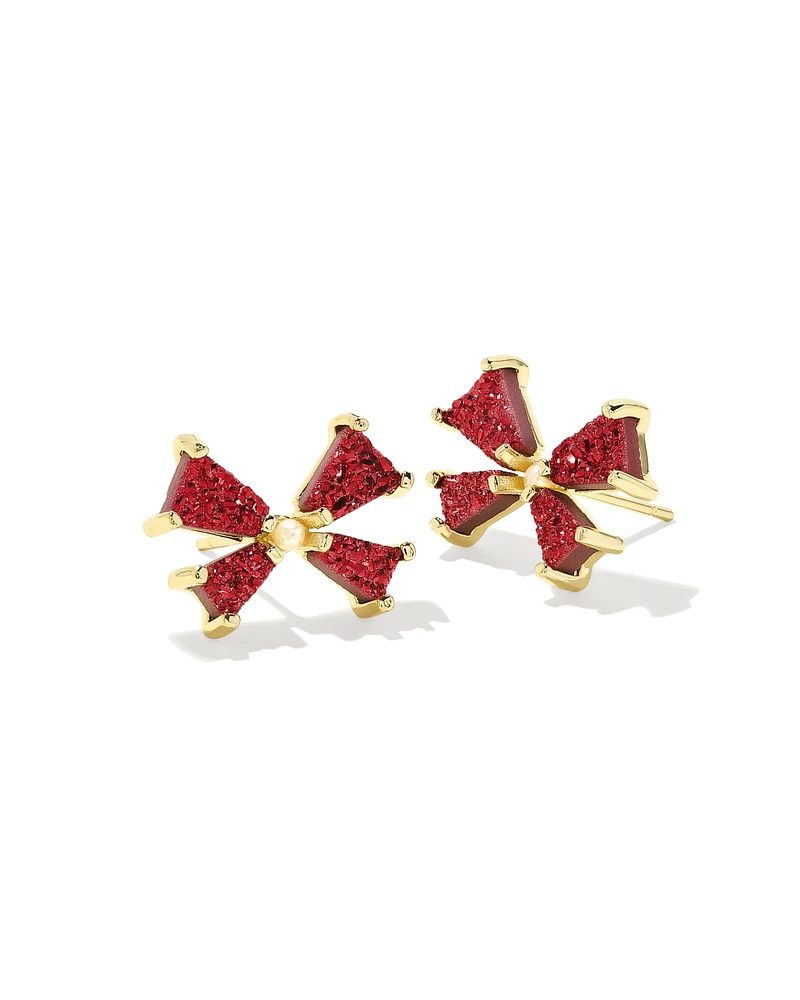 Blair Gold Bow Small Stud Earrings Iridescent Drusy