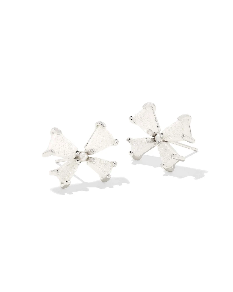 Blair Silver Bow Small Stud Earrings in Iridescent Drusy