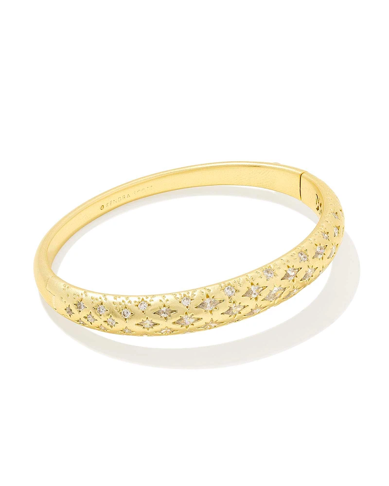 Holland Gold Bangle Bracelet White Crystal