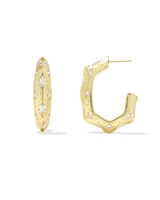 Holland Gold Hoop Earrings White Crystal