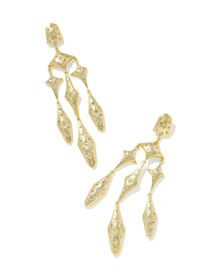 Holland Gold Statement Earrings White Crystal