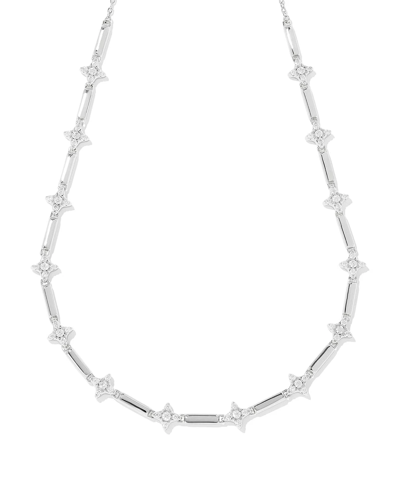 Holland Silver Strand Necklace in White Crystal