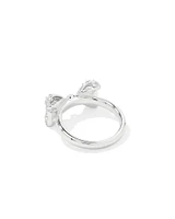 Krista Gold Bow Cocktail Ring White Mix