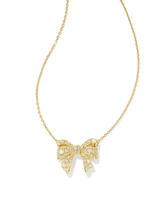 Krista Gold Bow Short Pendant Necklace White Mix